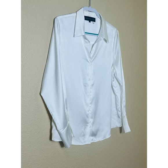 Anthropologie Endless Rose White Button Up Blouse Large - Picture 2 of 9